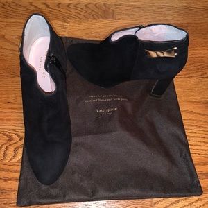 Kate Spade Gold Bow Black Suede Heel